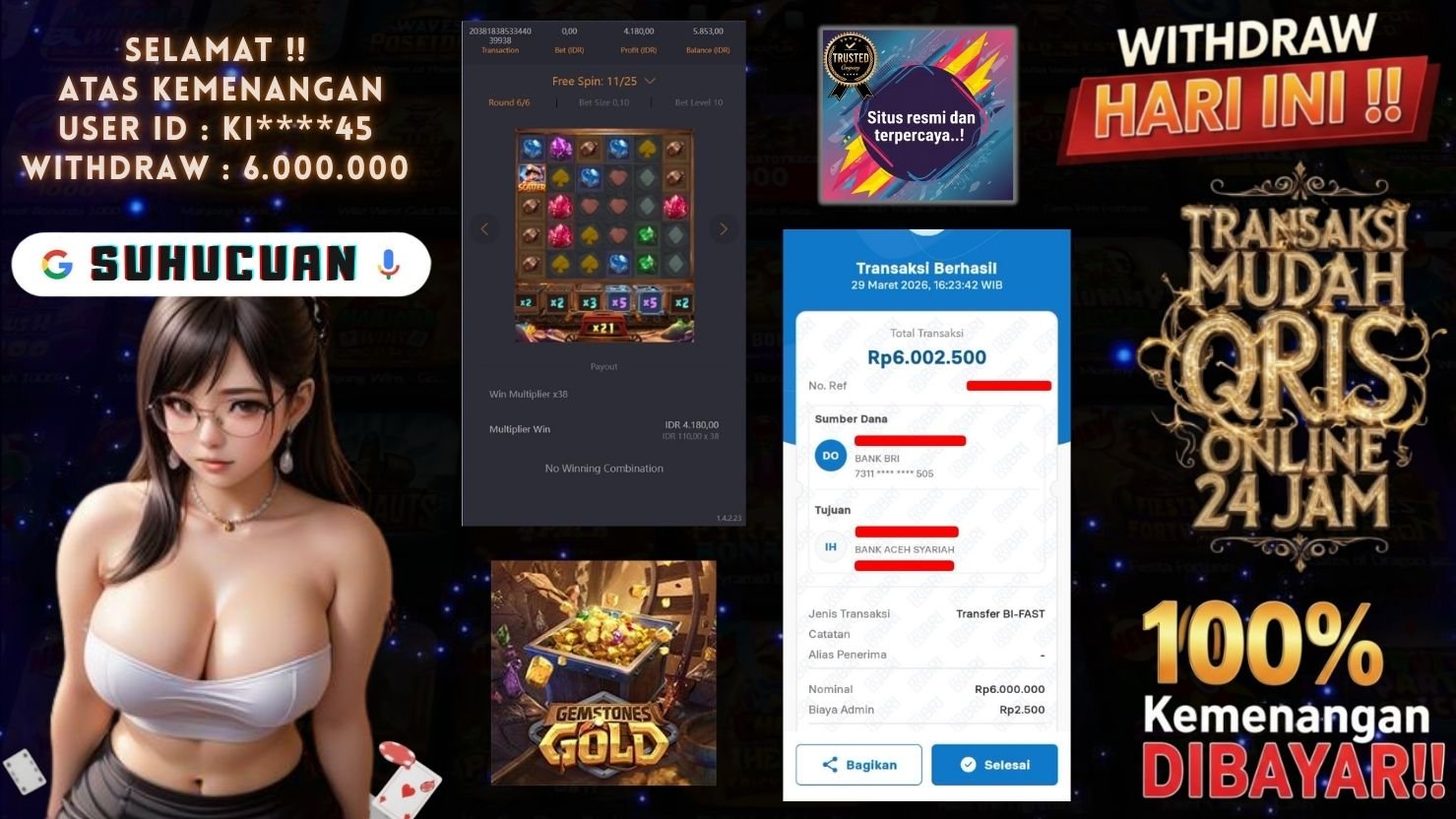SUHUCUAN JACKPOT SLOT GEMSTONES GOLD